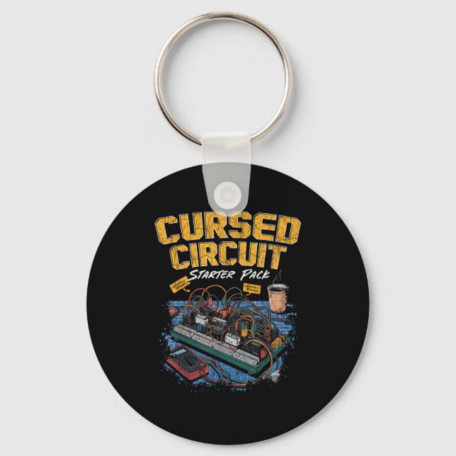 Cursed Circuit Starter Pack Funny Electronics Hall Key Ring (Front)
