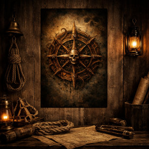Cursed Compass Sigil Pirate Poster