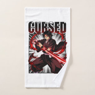 Cursed – Dark Anime Style Katana Warrior Graphic. Hand Towel