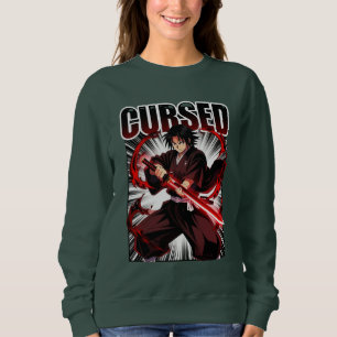 Cursed – Dark Anime Style Katana Warrior Graphic  Sweatshirt