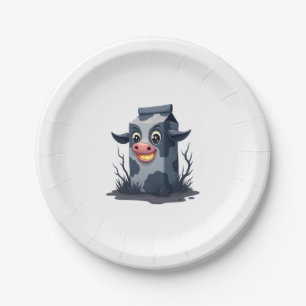 Cursed Milk Carton Cow Paper Plate