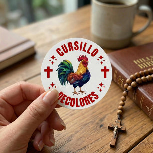 Cursillo Decolores Colourful Rooster with Crosses Classic Round Sticker