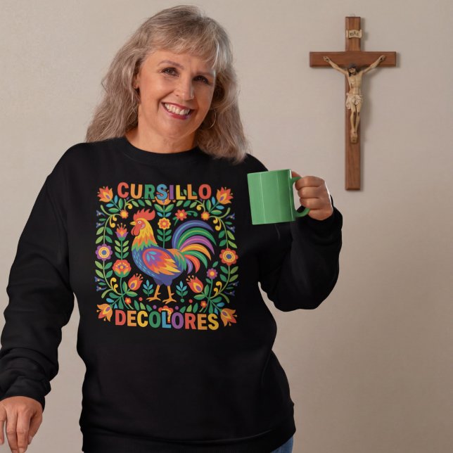 Cursillo DeColores Spanish Folk Art Rooster Sweatshirt (Creator Uploaded)