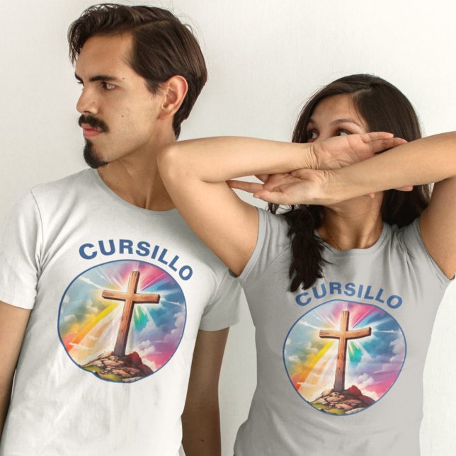Cursillo Wood Cross With Rainbow and Clouds T-Shirt (Creator Uploaded)