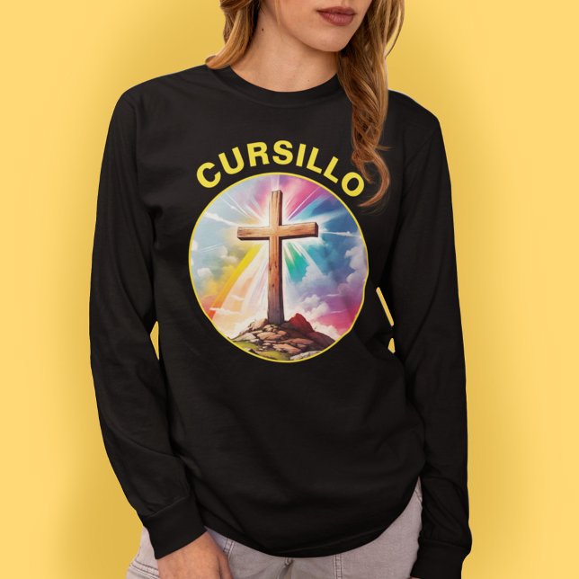 Cursillo Wood Cross With Rainbow and Clouds T-Shirt (Creator Uploaded)