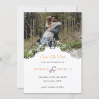Cursive Border Photo Save the Date Invitation