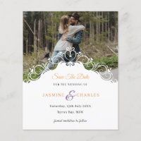 Cursive Border Photo Save the Date Invitation