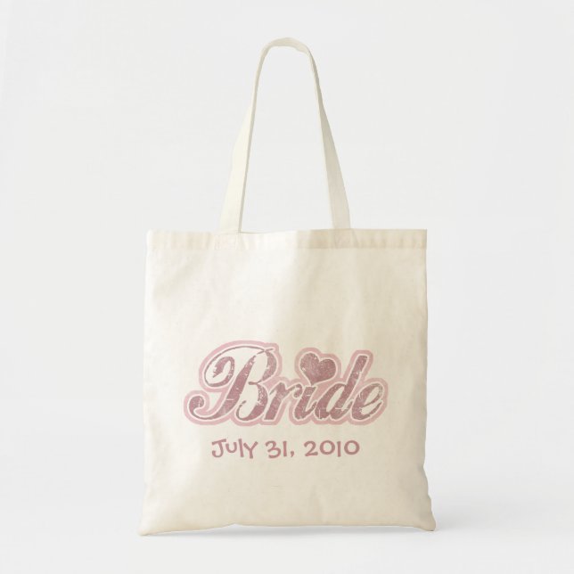 Cursive Bride Pink Tote Bag (Front)