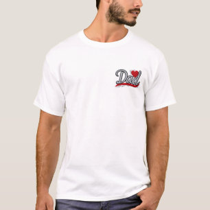 Cursive Dad Love Heart – Elegant Embroidery Style  T-Shirt