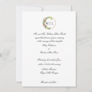 Cursive Elegance with a Floral Monogram Invitation