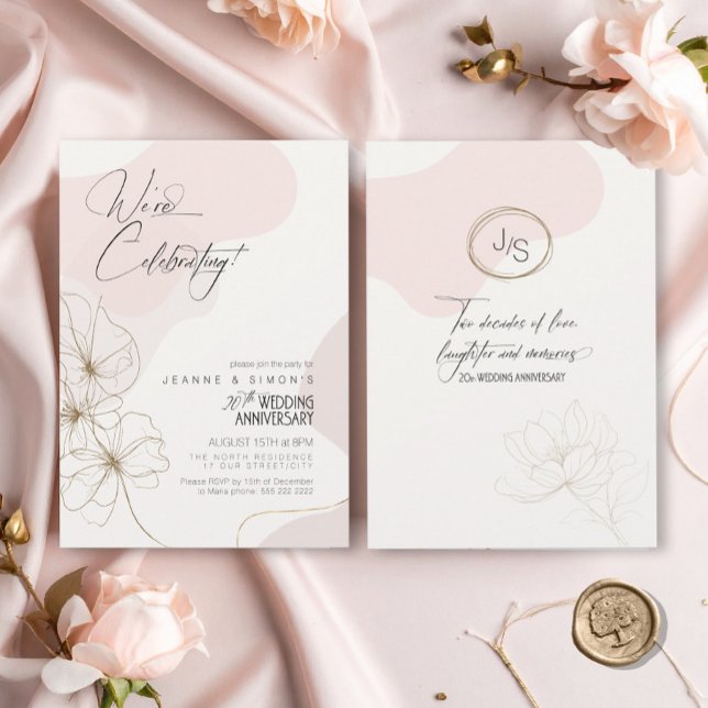 Cursive Floral 20th Anniversary Blush ID1168 Invitation (Creator Uploaded)