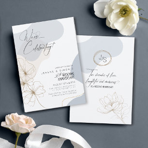 Cursive Floral 20th Anniversary Dusty Blue ID1168 Invitation