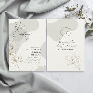 Cursive Floral 50th Anniversary Neutrals ID1168 Invitation