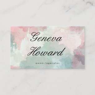 Cursive Font Watercolor Background Business Card