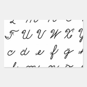 cursive handwriting chart rectangular sticker