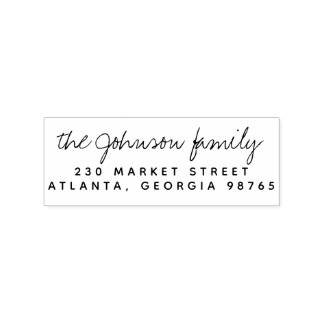 Cursive Handwriting Family Name & Return Address Rubber Stamp