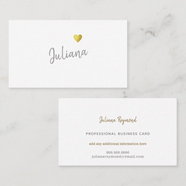 cursive handwritten feminine love heart business card (Front/Back)