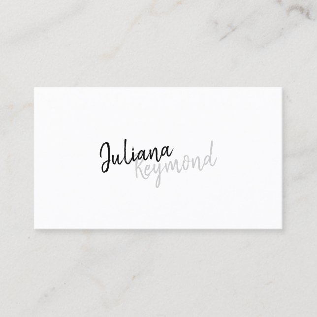 cursive handwritten professional modern b/w business card (Front)