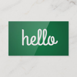 Cursive Hello Green Gloss Business Card