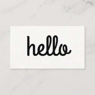 Cursive Hello Minimalist Font Business Card