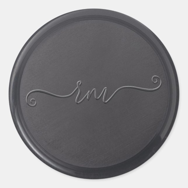 Cursive Initial Black Wax Seal Sticker (Front)