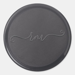 Cursive Initial Black Wax Seal Sticker