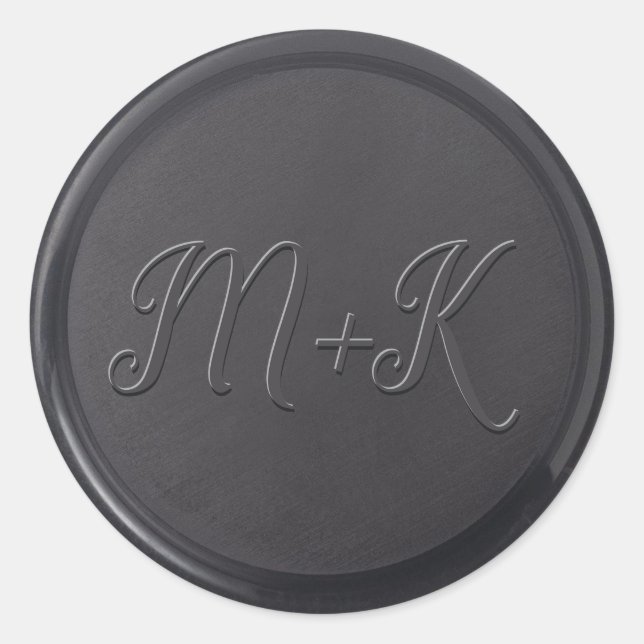 Cursive Initial Black Wax Seal Sticker (Front)