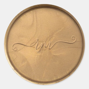 Cursive Monogram Antique Gold Wax Seal Sticker