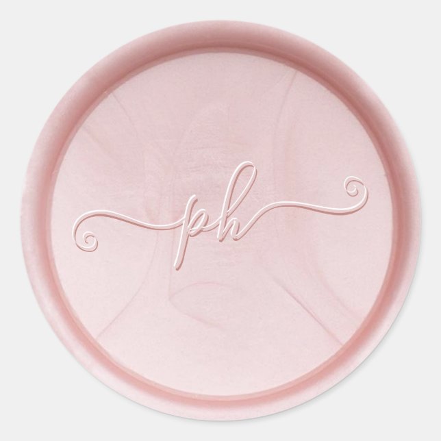 Cursive Monogram Blush Metallic Wax Seal Sticker (Front)