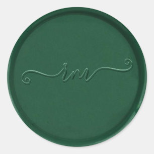 Cursive Monogram Forest Green Wax Seal Sticker