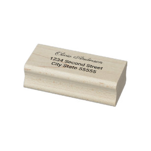 Cursive Name and "Printed" Return Address Rubber Stamp