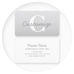 Cursive Name or other Text w/Monogram   Gradient  Business Card