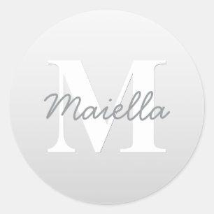 Cursive Name or other Text w/Monogram   Gradient  Classic Round Sticker