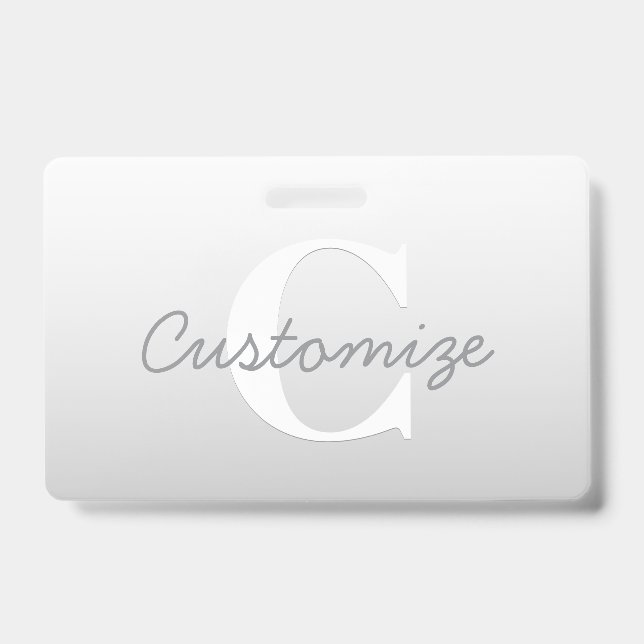 Cursive Name or other Text w/Monogram | Gradient  ID Badge (Front)