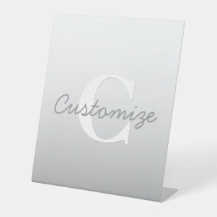 Cursive Name or other Text w/Monogram   Gradient  Pedestal Sign