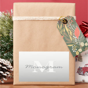 Cursive Name or other Text w/Monogram   Gradient  Rectangular Sticker