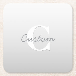 Cursive Name or other Text w/Monogram   Gradient  Square Paper Coaster
