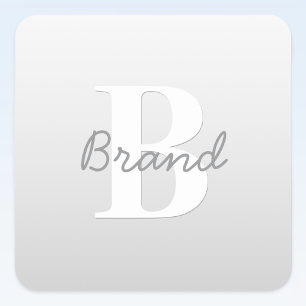Cursive Name or other Text w/Monogram   Gradient  Square Sticker
