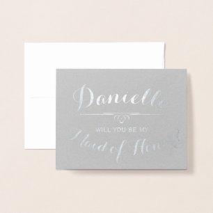 Cursive Personalised Will You Be My Maid of Honour Foil Card