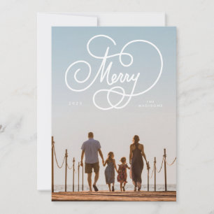 Cursive Script Merry Flourish Full Photo Holiday