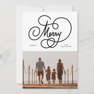 Cursive Script Merry Flourish Photo Holiday