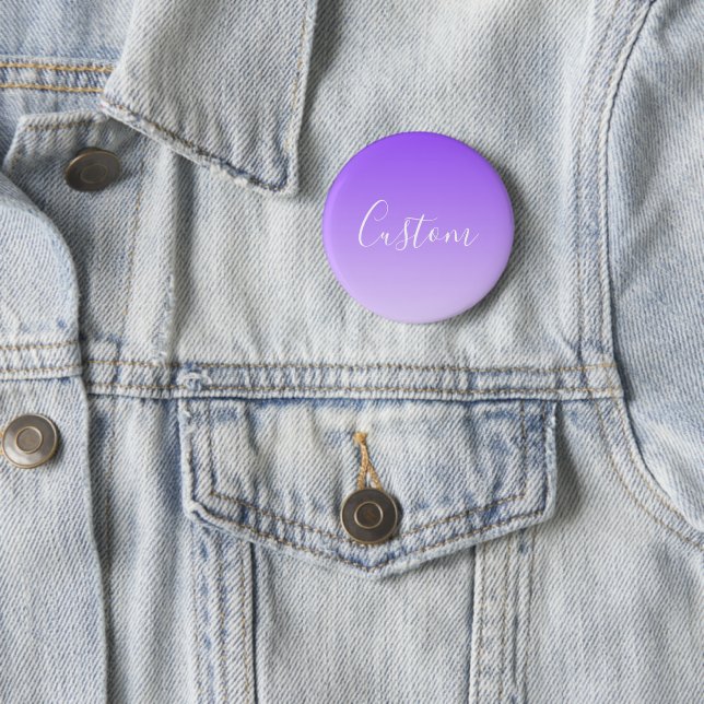Cursive Script Name & Editable Light Purple Ombre  6 Cm Round Badge (In Situ)
