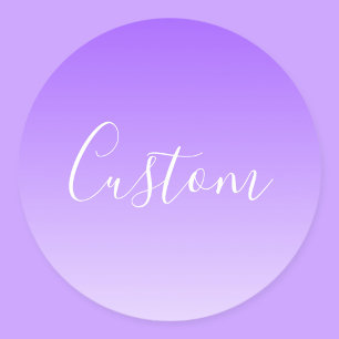 Cursive Script Name & Editable Light Purple Ombre  Classic Round Sticker
