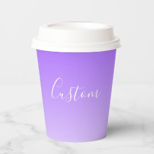 Cursive Script Name & Editable Light Purple Ombre  Paper Cups