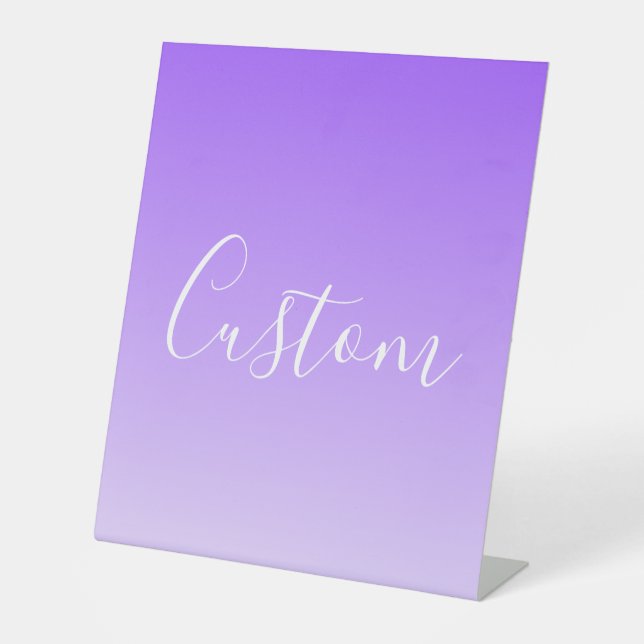 Cursive Script Name & Editable Light Purple Ombre  Pedestal Sign (Front)