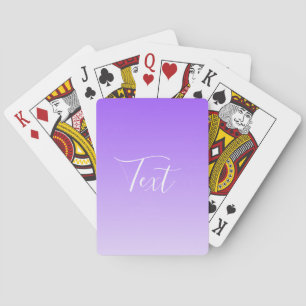 Cursive Script Name & Editable Light Purple Ombre  Playing Cards