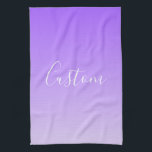 Cursive Script Name & Editable Light Purple Ombre  Tea Towel<br><div class="desc">Modern minimal ombre design with editable text and background colour.</div>