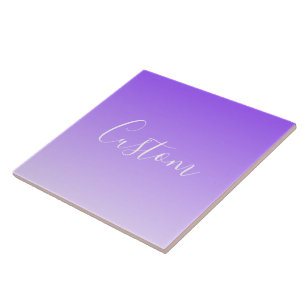 Cursive Script Name & Editable Light Purple Ombre  Tile