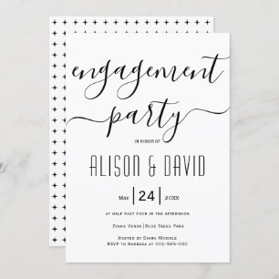 Cursive script typography wedding engagement party invitation