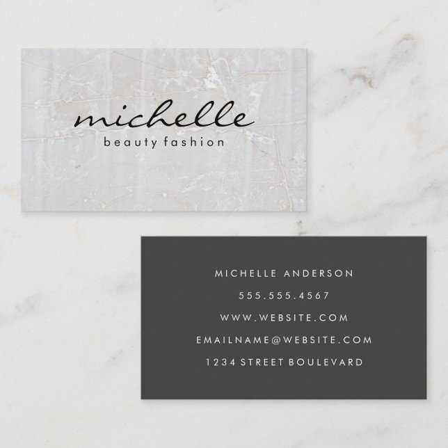 Cursive Texture | Slate Rock Business Card (Front/Back)